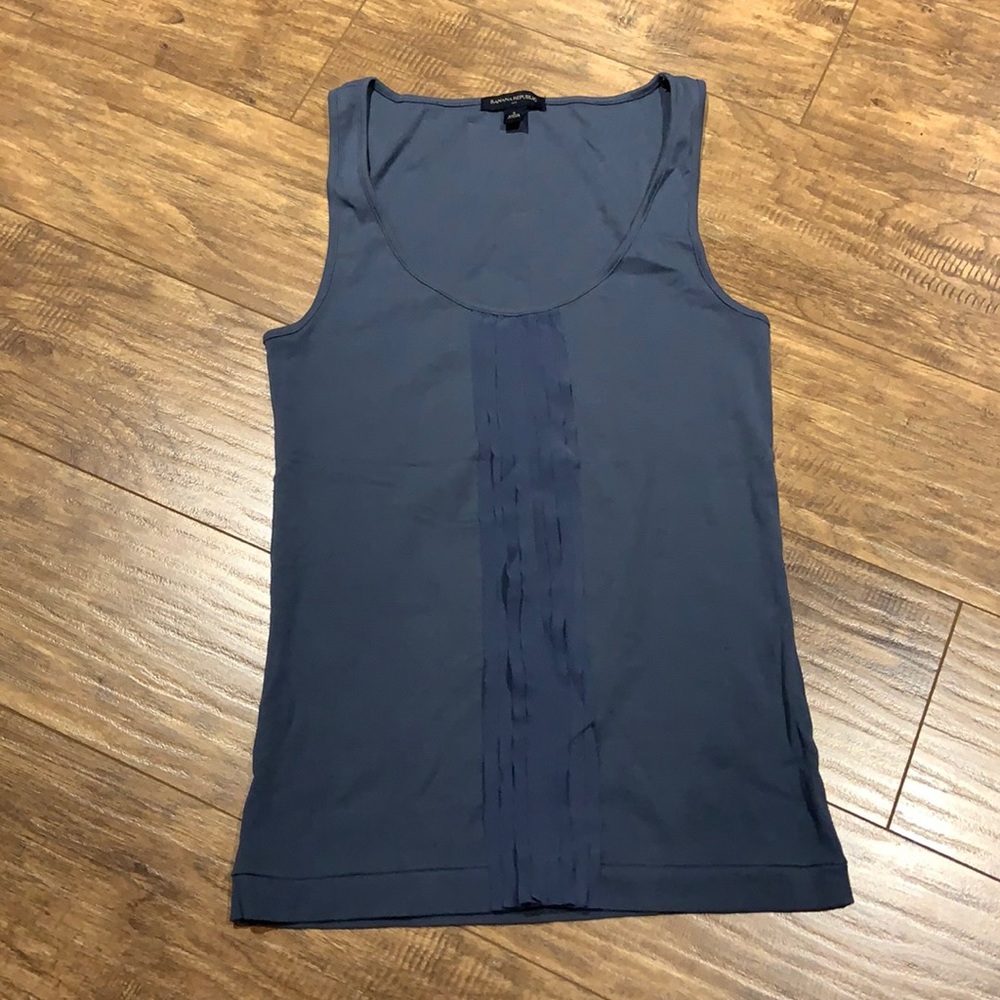 Banana Republic bluish grey sleeveless top with front ruf…